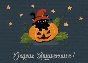 Joyeux anniversaire avec un chat magique